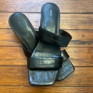 Marc Fisher block heel croc sandals